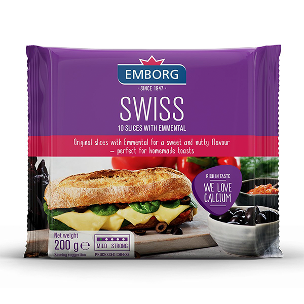 Emborg Emmental Swiss Cheese Slice 200gm