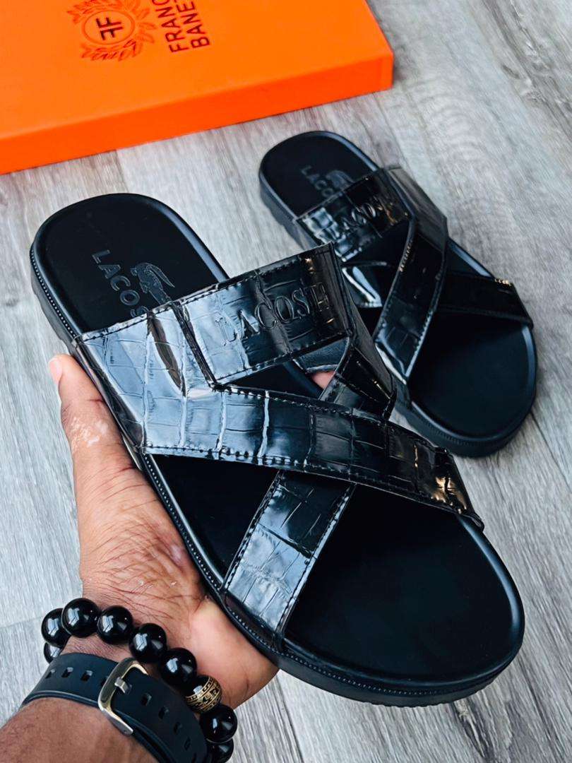 Fitflop Slipon Patent Leather Black Wedge Slides