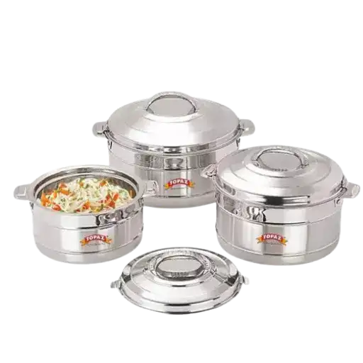 Topaz Hotpot Rose 3pcs Casserole Insulated Food Warmer With Steel Handle 4000/6000/8000
