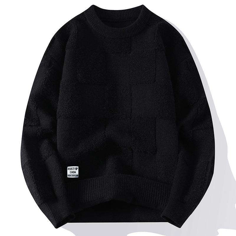 Free Size Men's Winter Warm Retro Round Neck Thickened Knitted Sweater