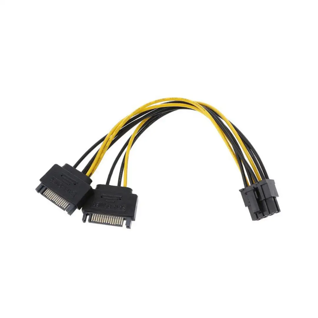 Haysenser Dual SATA 15pin to 8pin Video Card Powr Adapter Cable 20cm PCI-E SATA Power Supply Cable 15- pin to 8 pin cable