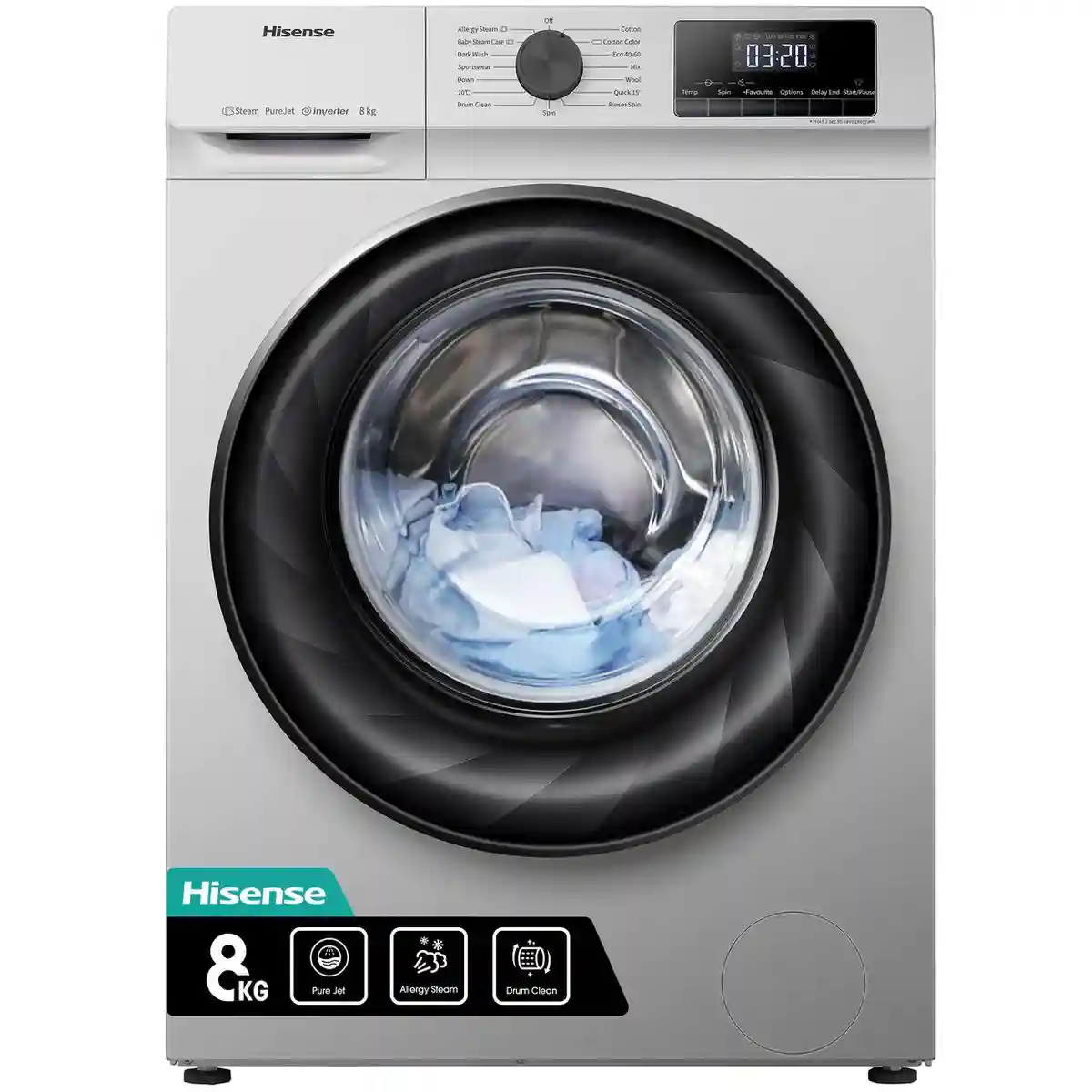 HISENSE WASHING MACHINE WHFV8012S SILVER 8KG FL