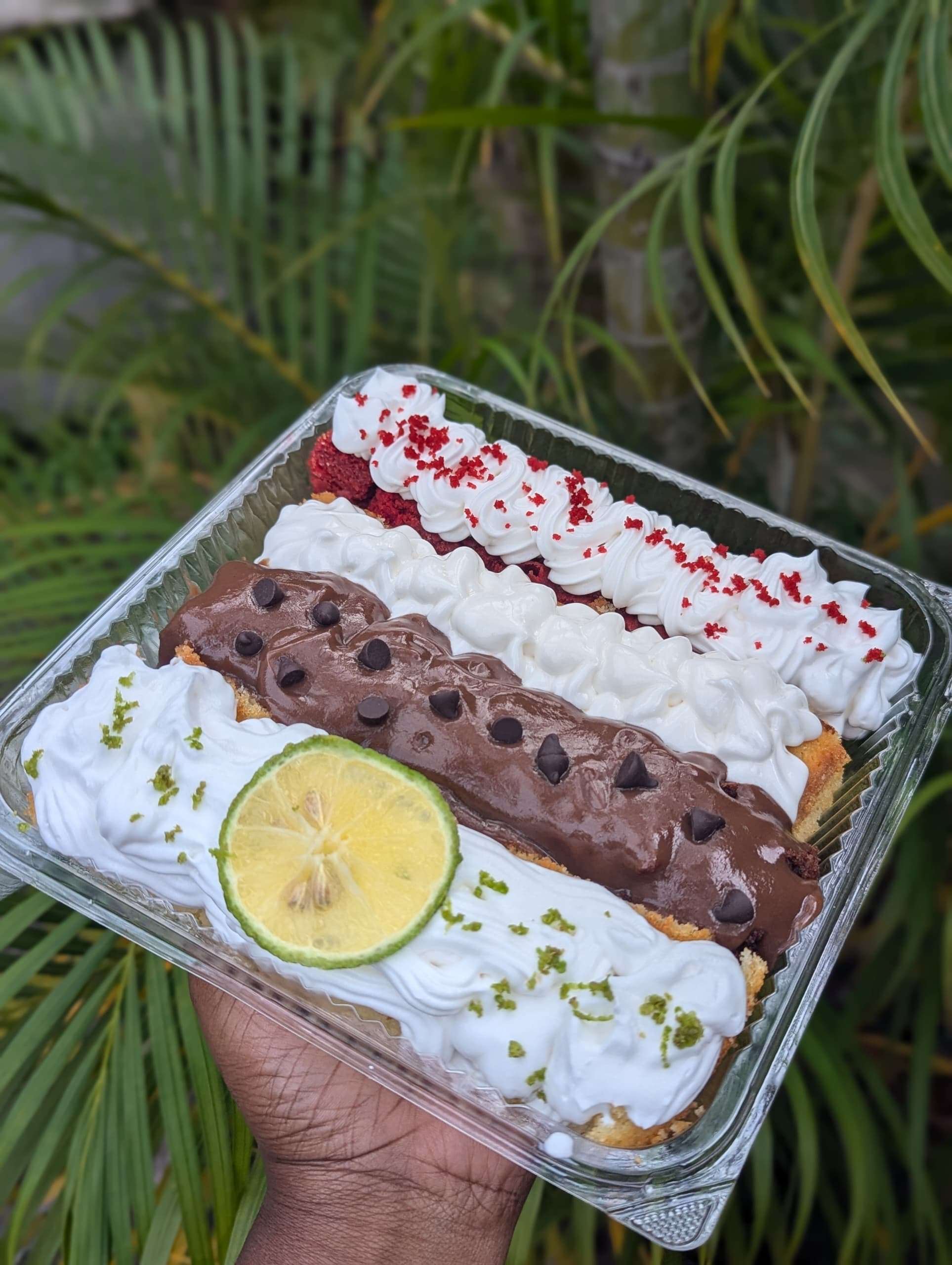 Mixed flavour cake slices