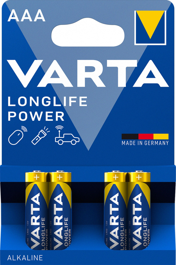 VARTA BATTERY LONGLIFE POWER AAA'S 4'S